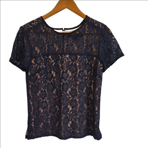 French Connection Elegant Black Lace Top